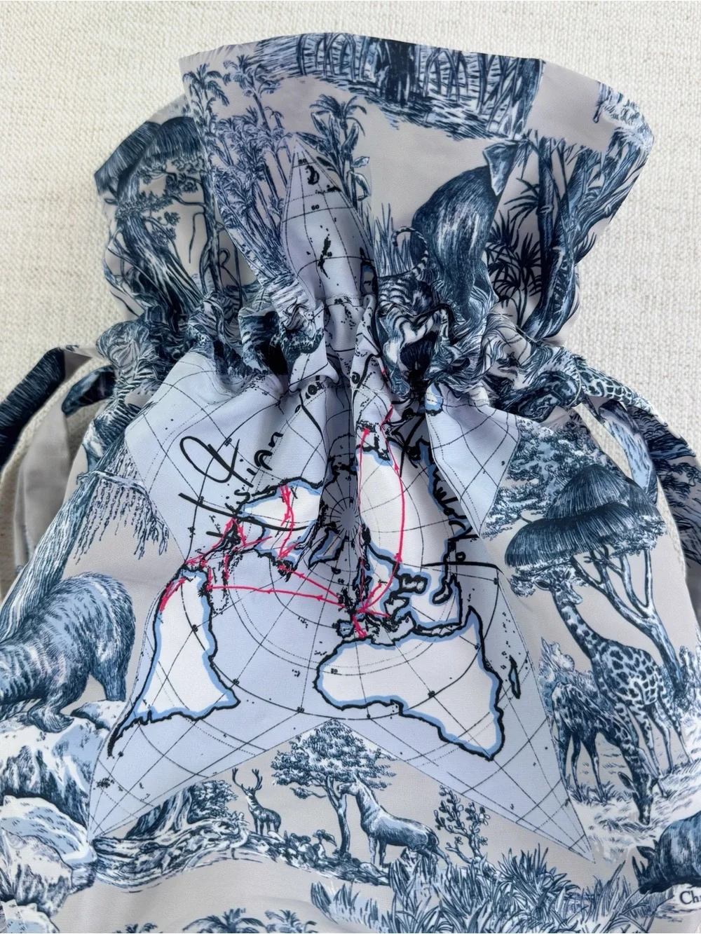 Dior Around the world make up pouch drawstring in blue